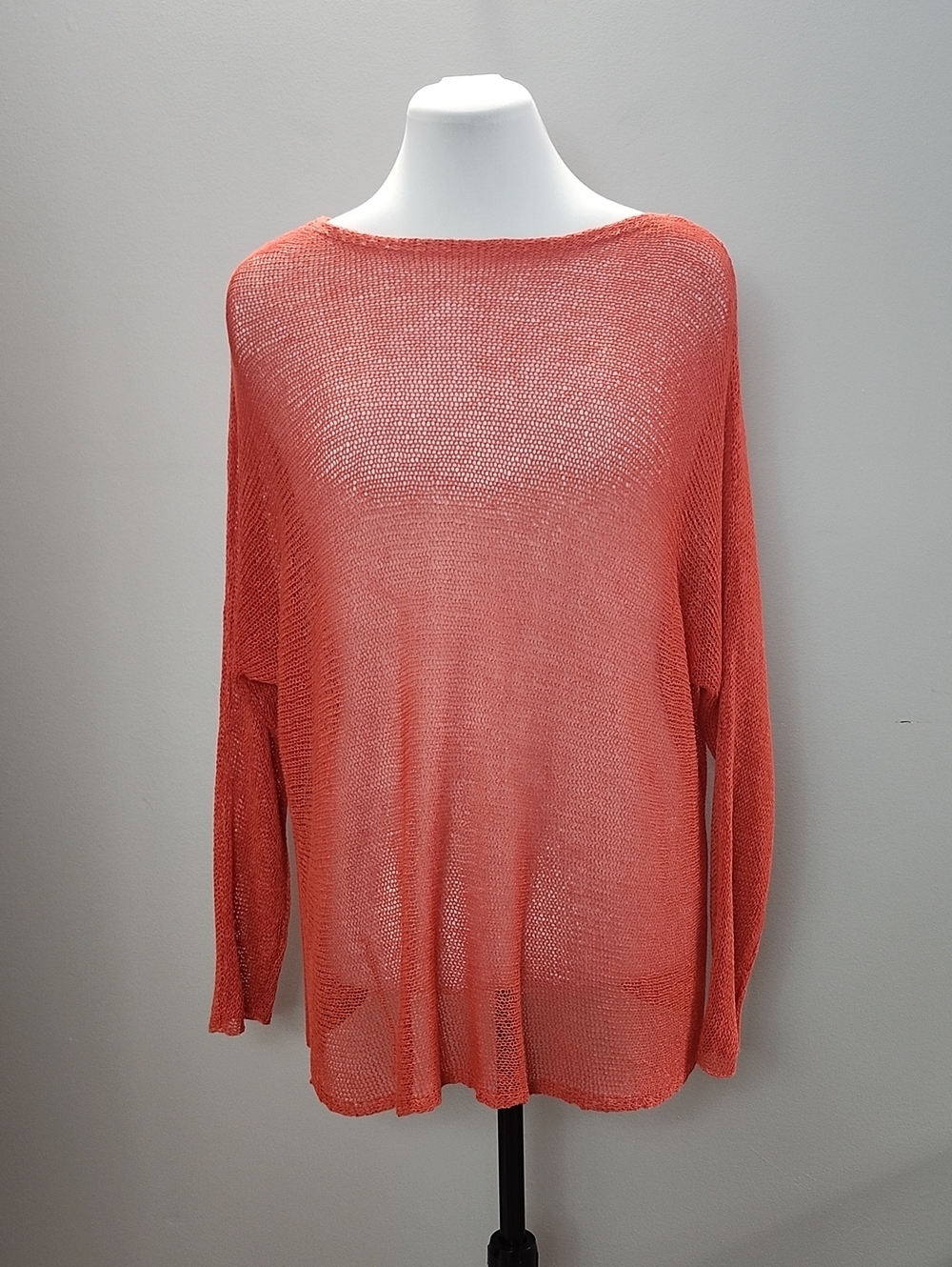 EILEEN FISHER Coral boat neck drop shoulders oversized loose knit sweater